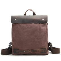 MAKETINA original canvas retro backpack solid color zipper leather case casual b - £81.27 GBP