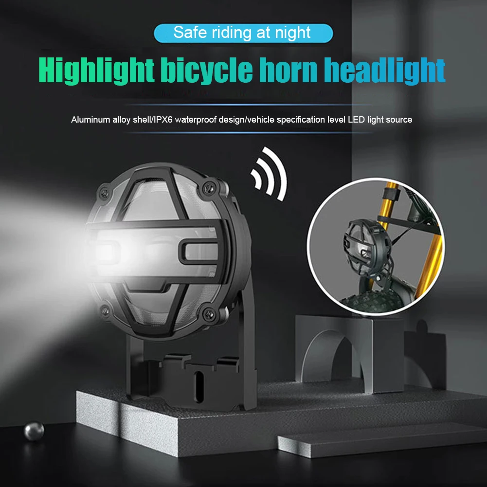 E-Bike 36V 48V Headlights Electric Bicycle Light with Horn Waterproof Aluminium - £18.37 GBP+