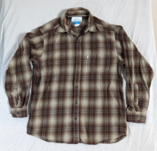 Columbia Long Sleeve Men&#39;s Shirt Size Medium Brown Plaid Button Front Sportswear - £17.98 GBP