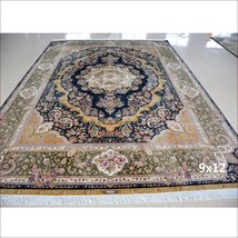 9&#39; x 12&#39; Large Bedroom Persian Rug Hand Knotted Living Room Handmade Silk Carpet - £4,396.45 GBP