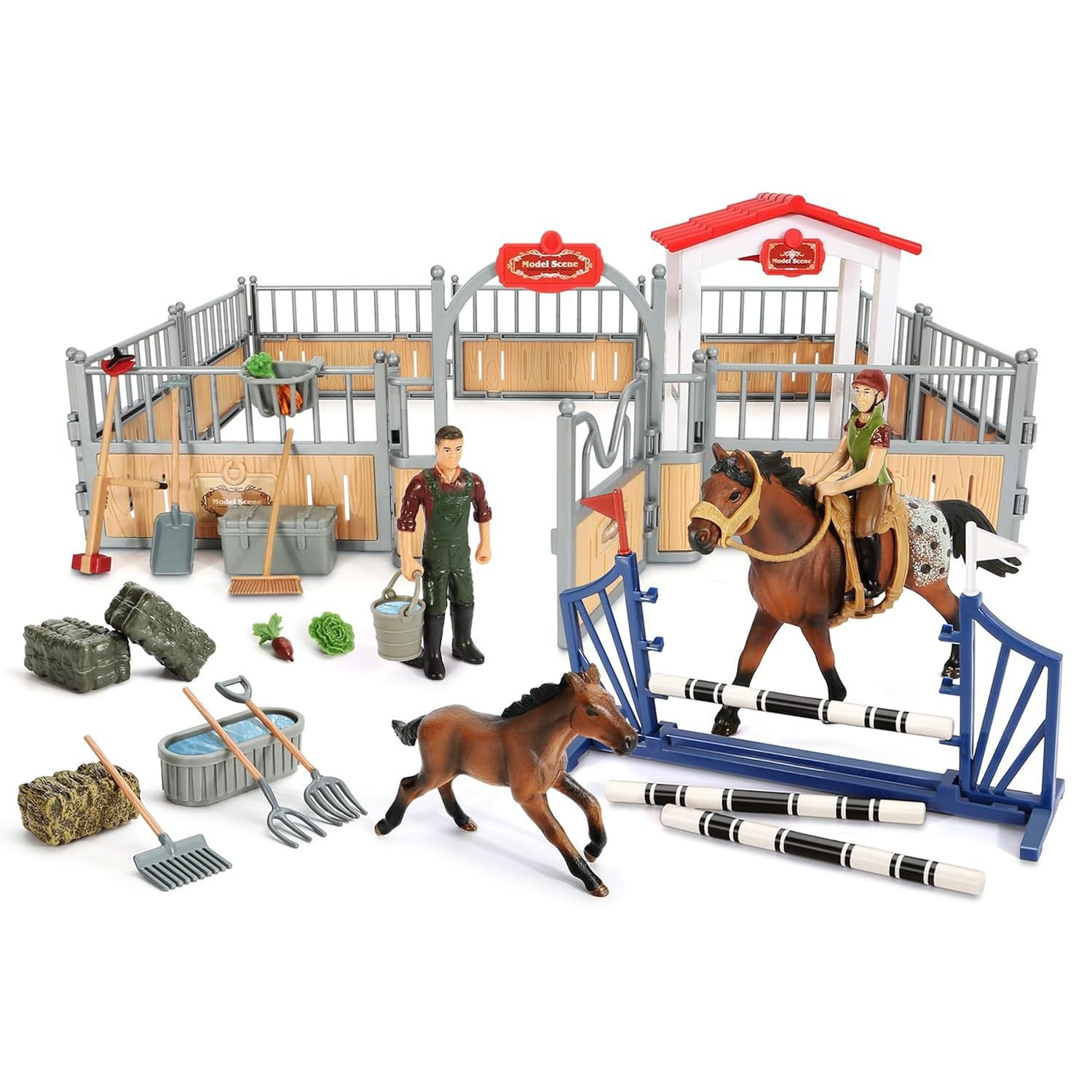 Horse Stable Playset, [2023 New] Horse Toys For Girls And Boys With Rider, Farm
