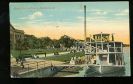 Rockford Ill Postmarked 1911 Steamer Illinois Boat Dock People - £7.00 GBP