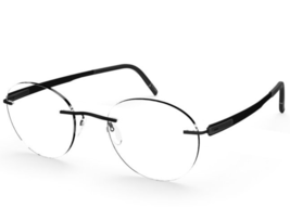 Silhouette Eyeglasses Frames 5555 70 9040 Black Round Panto Rimless 45-19-145 - $261.59
