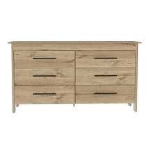 59" Natural and Black Six Drawer Double Dresser - $14,581.97 MXN