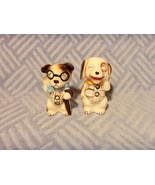 LEFTON #30404 DOGS w RHINESTONE EYES   SALT &amp; PEPPER SHAKERS VINTAGE UNUSED - $24.70