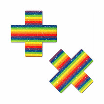 Pastease Rainbow Nipple Pasties - Glitter Pride Crosses (Pack of 10) - $35.99