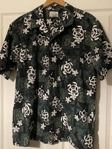 Vintage Monstera button up green Hawaiian turtle floral shirt size XL - £23.92 GBP