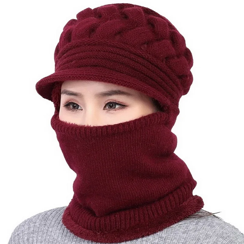  fleece winter hat beanies women s hat scarf warm breathable wool knitted hat for women thumb200