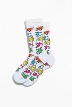 Keith Haring Men&#39;s Crew Novelty Socks 5 Figures Repeat White 6.5-12.5 - £35.42 GBP