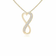 Pave-Set Diamond Infinity Heart Pendant in 14K Yellow Gold - £269.10 GBP