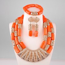 in fashion red nigerian coral beads jewelry set costume necklace african wedding - £167.48 GBP