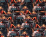 Cotton Camping Outdoors Camping Blue Van Multicolor Fabric Print by Yard... - £10.16 GBP