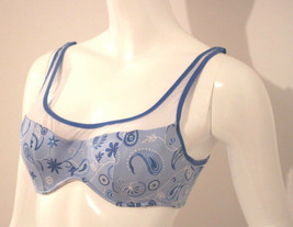 JOE BOXER Blue FLORAL Underwire BRA Sheer Top 36A - Free Shipping - £55.24 GBP