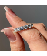 Round Diamond Eternity Stack Wedding Band 925 Silver Solitaire Engagemen... - $324.42 CAD