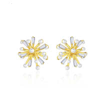 Crystal & Pearl 18K Gold-Plated Firework Stud Earrings - £11.00 GBP