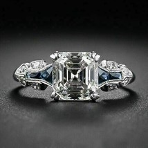 Vintage Art Déco 2.8Ct Asscher Finto Diamante Fidanzamento Ring Argento Sterling - £115.02 GBP