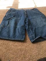 Vintage Bugle Boy Blue Denim Jean Shorts Pockets Size 36 - £30.90 GBP