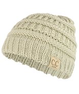 Trendy Apparel Shop Kid&#39;s Crochet Knit Winter Short Beanie Hat - Beige - £10.43 GBP