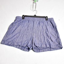 Old Navy Women&#39;s Shorts Large Blue Linen Blend High Rise Elastic - £9.97 GBP