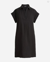 New J Crew Shirtdress V-neck Black Gauze Short Rolled Sleeve Sz XXS Side Slits - £35.02 GBP