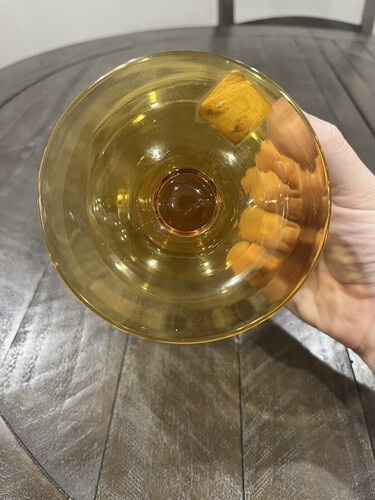 Pee Dee MCM Empoli Apothecary Lid Art Glass Dish Italy Honey Amber Sticker Item image 8
