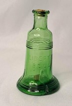 3&quot; Vintage Green Glass Liberty Bell Bottle  - $12.19