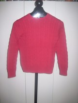 LAND&#39;S END LADIES RED CABLE KNIT CREW-NECK PULLOVER SWEATER-S(6/8)-COTTO... - $5.89