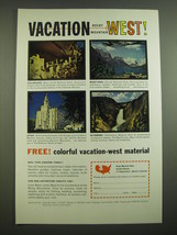 1962 Rocky Mountain West Vacation Bureau Advertisement - £14.76 GBP