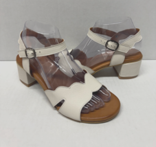 MIZ MOOZ WOMEN&#39;S ANKLE STRAP LEATHER HEELED SANDALS IVORY 37EU / 7US  # ... - $2,029.89 MXN