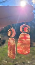 Faux Pink Quartz Earrings with Gold Celestial Charm - $22.00