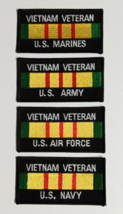 Vietnam Veteran USN USAF USMC Army Military Embroidered Patch Lot (Qty 4... - £11.28 GBP