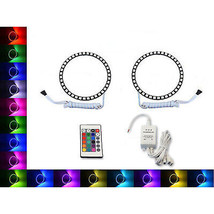 120mm Headlight Multi-Color Changing LED Shift RGB Angel Eye Halo Ring IR Pair - £35.84 GBP