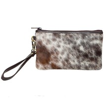 Real Cowhide Wristlet Clutch for Women, Brown, Black and White Cow Hide Cow Skin - £40.49 GBP