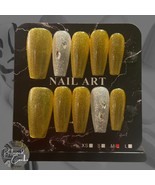 Gold and Silver Long Coffin Press On Nails - Size Medium - $10.00