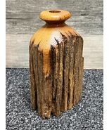 Vintage Studio Artisan Turned Wood Live Edge Sculptural Bud Vase MCM - $41.52 CAD