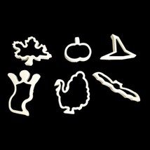 Lot Of 6 Vintage Halloween And Thanksgiving Cookie Cutters Bat Turkey Witch Ghos - £6.77 GBP