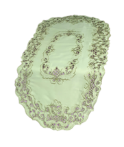 Green Olive Summer Floral Runner,  Embroidered Richelieu, Rustic Decor 2... - £38.55 GBP