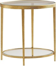 Side Table MAITLAND-SMITH Jinx Round Brass Glass Top And Shelf - £2,053.54 GBP