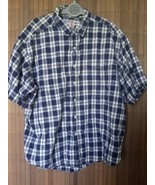 Creative Edge Men Short Sleeve Button Striped Linen Blend X Large Shirt - $16.83