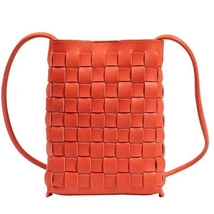 Woven Vegan Leather Kylie Crossbody Bag Orange - £23.74 GBP
