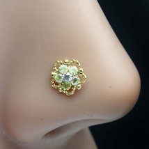 Cute Flower Gold Plated Indian Women Style Nose Studs CZ Twisted nose ring 24g - £11.98 GBP