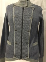 Anthropologie Shae Women&#39;s Sweater Blue Gray Zip Front Cardigan Size Med... - $68.31