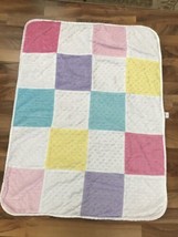Circo Patchwork Minky Dot Baby Blanket Pastel Pink Blue Yellow Sherpa Back 30x36 - £22.87 GBP
