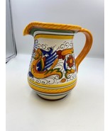 DERUTA Italy Pottery RAFFAELLESCO Large Pitcher Vivid Colors - $99.99