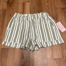 Simply Blessed Womens Green Cream Striped Pull On Shorts Size Large Line... - $11.88
