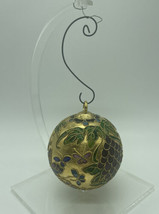 Euc Cloisonne Ball Christmas Ornament Grapes Pomegranates Flowers 2&quot; Diameter - £9.25 GBP