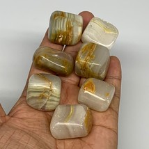 162.4g, 0.8&quot;-1.3&quot;, 7pcs, Onyx/Banded Tumbled Stones @Afghanistan, B26709 - £8.35 GBP