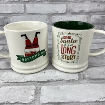 Threshold Christmas Mugs Lot of 2 Bottoms Up Dear Santa It&#39;s A Long Story - £14.40 GBP
