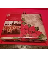 Jaclyn Smith Fabric Tablecloth 60 x 84 Poinsettia Christmas Holiday Home... - $14.24