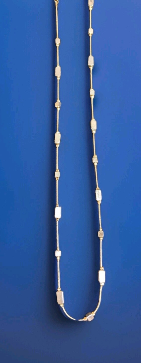 Liz Claiborne Square &amp; Rectangle necklace, Gold Tone - £10.44 GBP